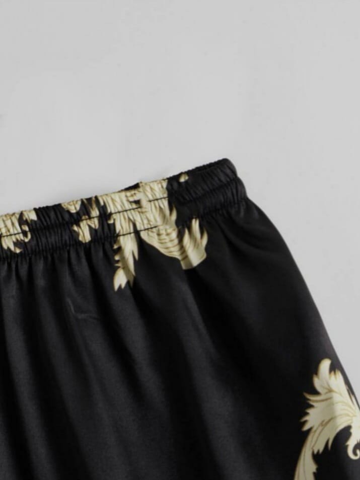 Men's Dragon Print Satin Lounge Shorts